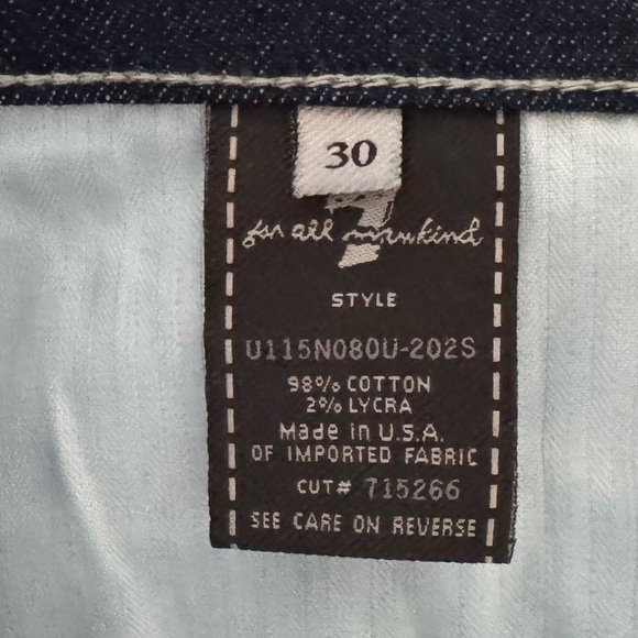 7 For All Mankind Dojo Jeans Size 30 Low Flare Western Y2K Blue Dark Denim 70s - Picture 14 of 15